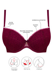 Biustonosz Valentina A332 rubinowy push-up Biustonosz Valentina A332 rubinowy push-up
