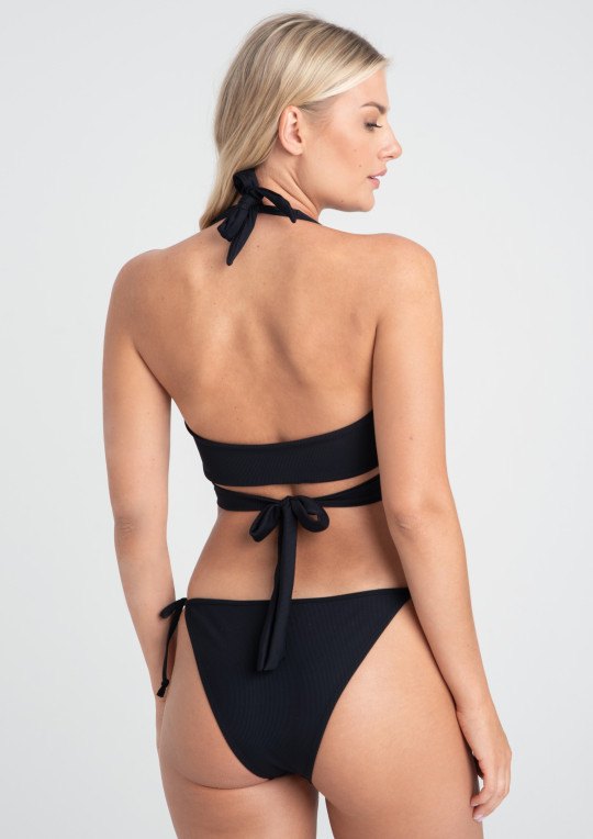 Biustonosz plażowy bikini top wiązany Venus A150 czarny miękki