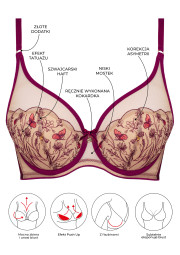 Biustonosz Adelina A338 rubinowy push-up Biustonosz Adelina A338 rubinowy push-up