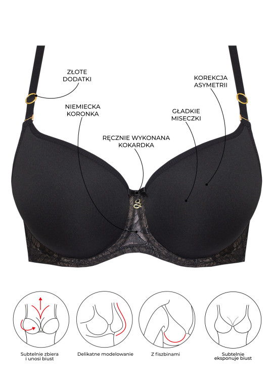 Biustonosz Amelia A460 czarny T-shirt bra