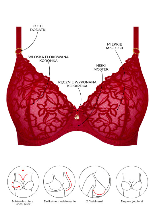 Biustonosz Emma A152 karmazynowy miękki