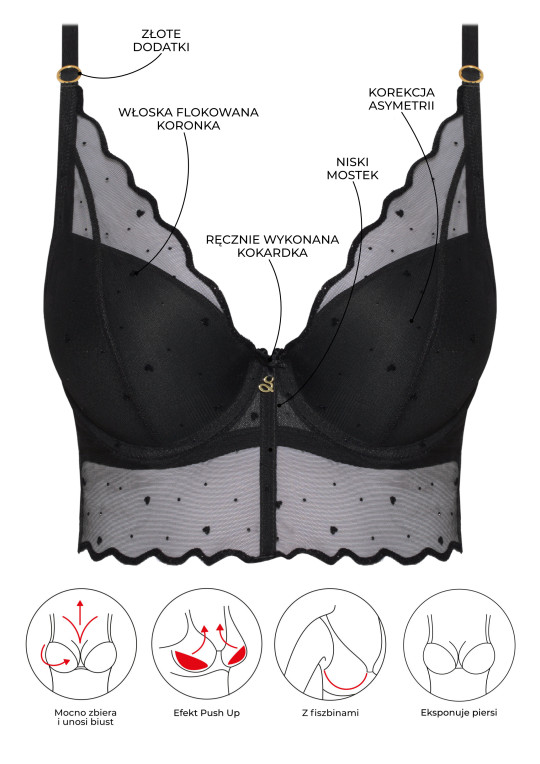 Biustonosz Melania A475 czarny push-up Biustonosz Melania A475 czarny push-up