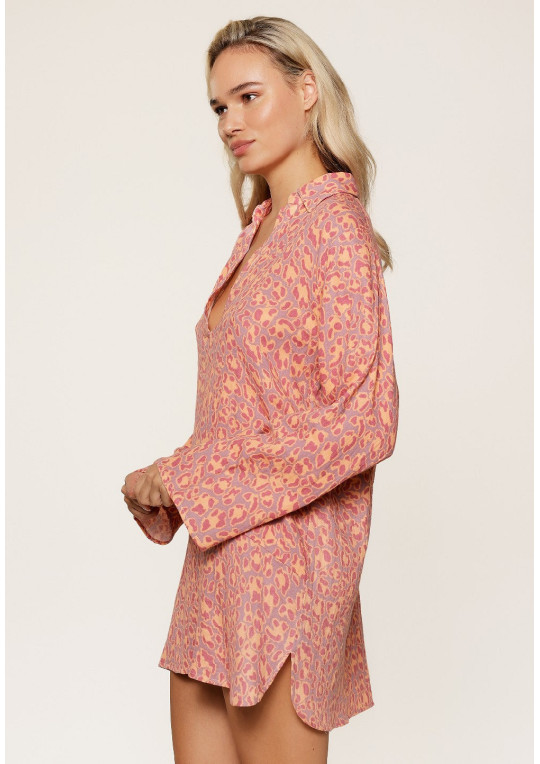 Koszula nocna Leopard Print 8115 różowy