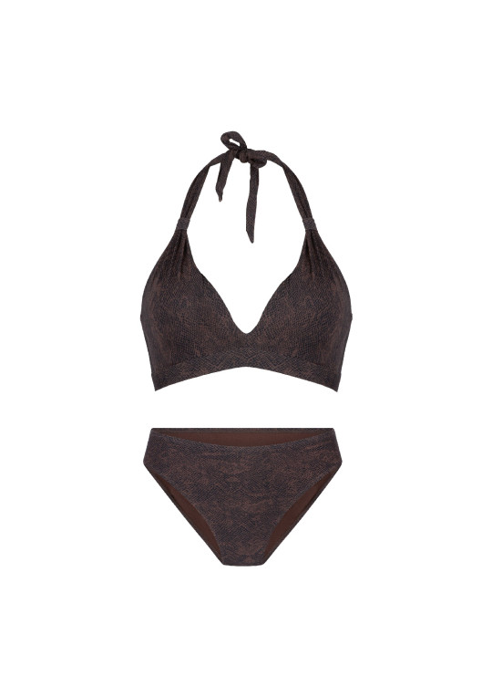 Kostium plażowy dwuczęściowy Snake Print 8214 brązowy