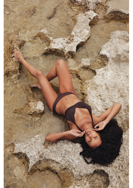 Kostium plażowy dwuczęściowy Snake Print 8214 brązowy