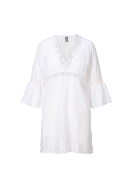 Tunika plażowa White 8236 z długim rękawem biała