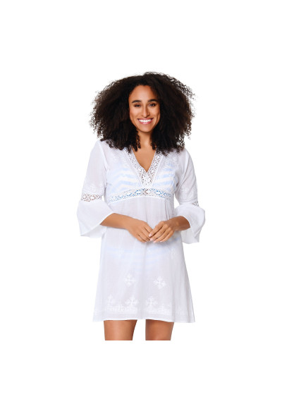 Tunika plażowa White 8236 z długim rękawem biała