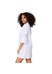 Tunika plażowa White 8236 z długim rękawem biała