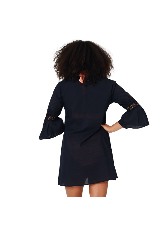 Tunika plażowa Black 8236 z długim rękawem czarna