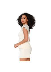 Piżama Pearled Ivory 8401SET kremowy