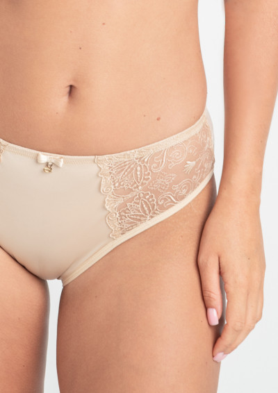 Majtki figi Mona B400 beżowe haft w kwiaty