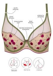 Biustonosz Cheri A338 mulitkolor push-up usztywniany w wisienki