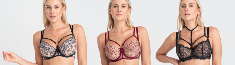 Layla czarny, Adelina rubionowy, Lara czarny V100, harness bra